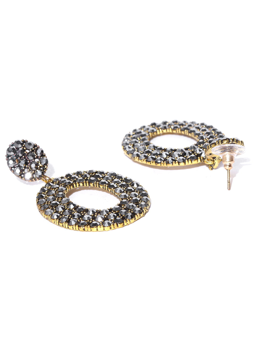 YouBella Grey Gold-Plated Contemporary Drop Earrings